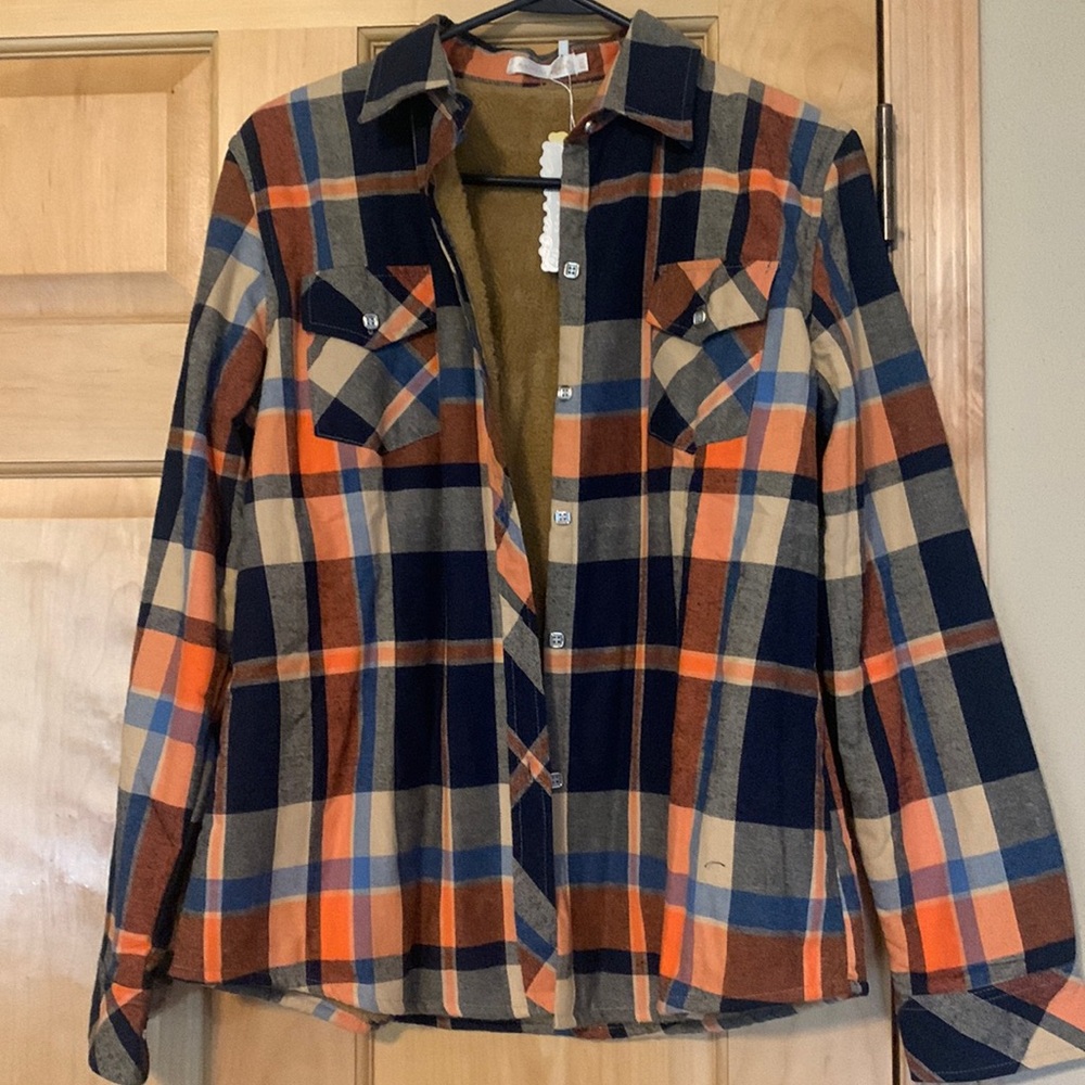 Flannel button down with fuzzy soft inside